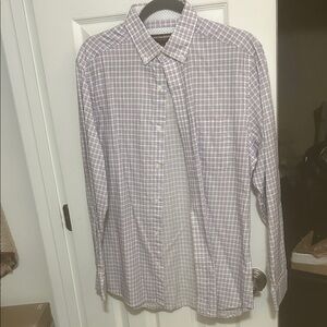 Johnston & Murphy Purple and White Plaid Shirt